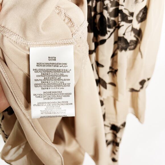 Max and Cleo Size 10 Cream Black One Shoulder Floral Dress Pleated Cocktail Tier - Picture 10 of 11